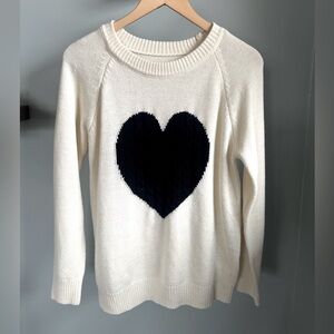 Heart Pattern Cream Sweater